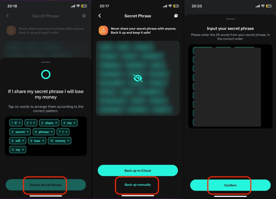 6 - xPortal - unlock secret phrase