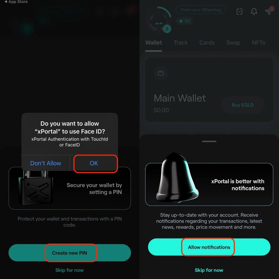 4 - xPortal - create pin&allow notifications